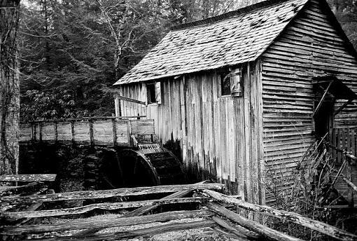 February Photo Project: B&amp;W-smokey-mountains-mill-bw.jpg